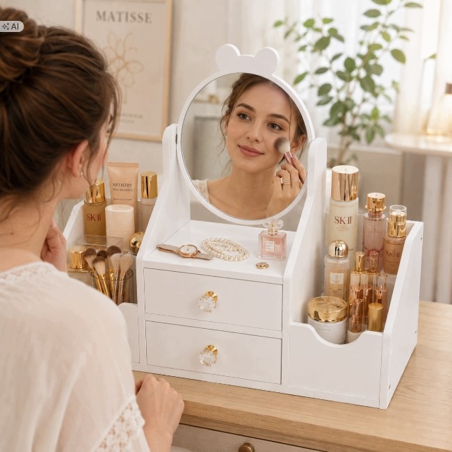 Toaletka-Z-Lusterkiem-Organizer-Na-Kosmetyki-Bizuterie-Szuflady-Biala-D69-Kod-producenta-Organizer-D69-Toaletka-Na-Biurko-Biala.jpg