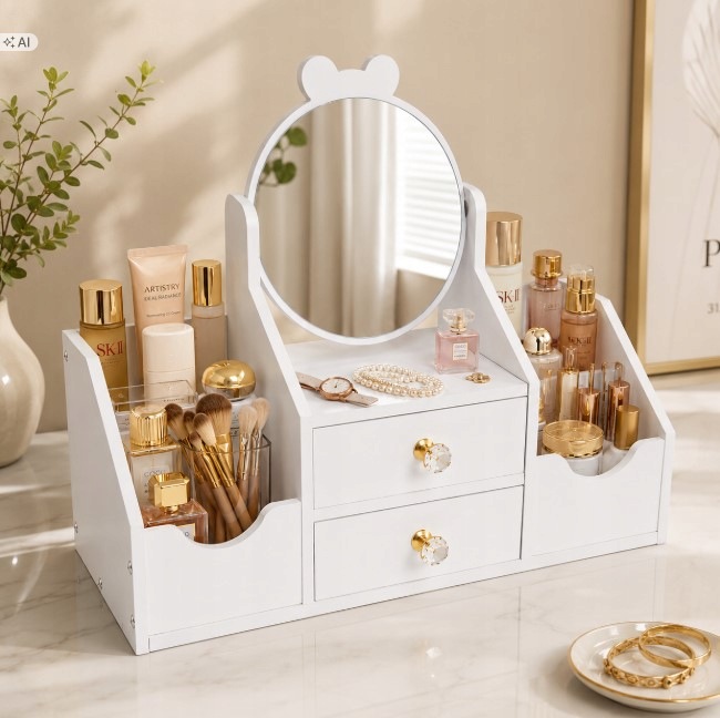 Toaletka-Z-Lusterkiem-Organizer-Na-Kosmetyki-Bizuterie-Szuflady-Biala-D69-Marka-bez-marki.jpg